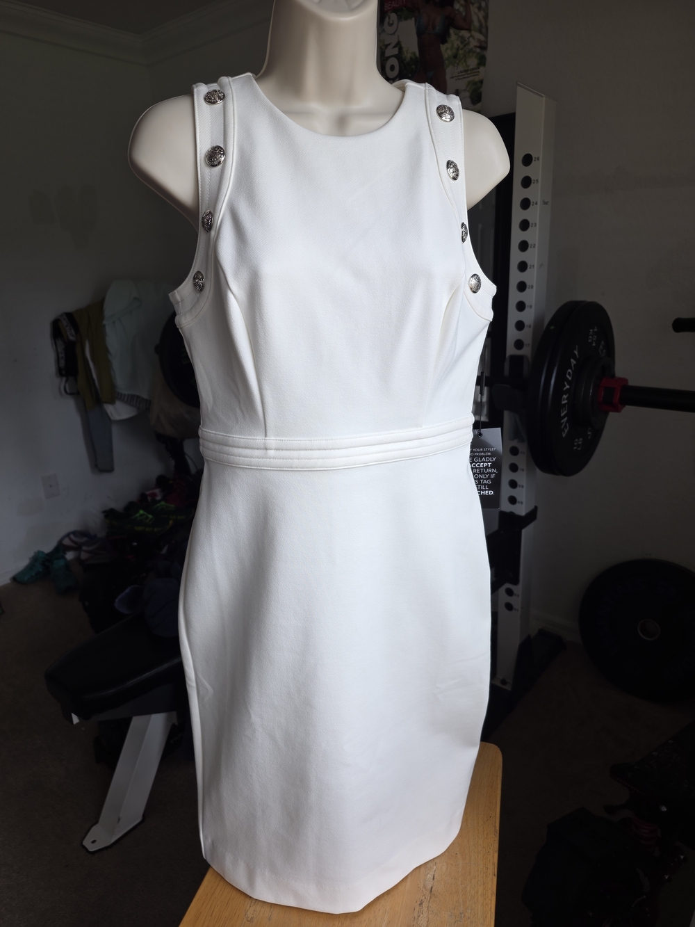 White H. Black Market NWT Button-Shoulder Sheath Dress